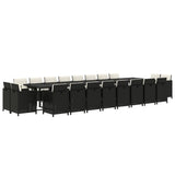 21 Piece Garden Dining Set with Cushions Black Poly Rattan - Side View
