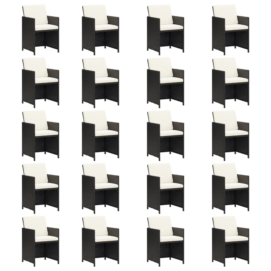 21 Piece Garden Dining Set with Cushions Black Poly Rattan