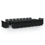 21 Piece Garden Dining Set with Cushions Black Poly Rattan