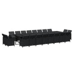 21 Piece Garden Dining Set with Cushions Black Poly Rattan
