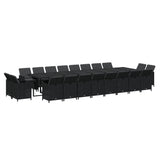 21 Piece Garden Dining Set with Cushions Black Poly Rattan - Side View