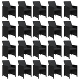 21 Piece Garden Dining Set with Cushions Black Poly Rattan - Top-Down View