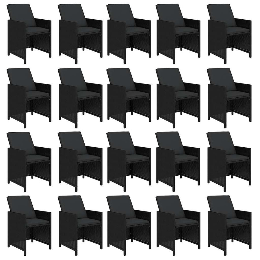 21 Piece Garden Dining Set with Cushions Black Poly Rattan