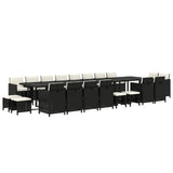 21 Piece Garden Dining Set with Cushions Black Poly Rattan - Side View