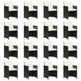21 Piece Garden Dining Set with Cushions Black Poly Rattan