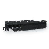 21 Piece Garden Dining Set with Cushions Black Poly Rattan - Front View