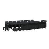 21 Piece Garden Dining Set with Cushions Black Poly Rattan