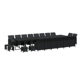 21 Piece Garden Dining Set with Cushions Black Poly Rattan - Side View