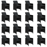 21 Piece Garden Dining Set with Cushions Black Poly Rattan