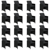 21 Piece Garden Dining Set with Cushions Black Poly Rattan - Top-Down View