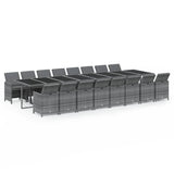 17 Piece Garden Dining Set with Cushions Grey Poly Rattan
