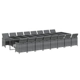 17 Piece Garden Dining Set with Cushions Grey Poly Rattan