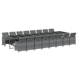 17 Piece Garden Dining Set with Cushions Grey Poly Rattan - Side View