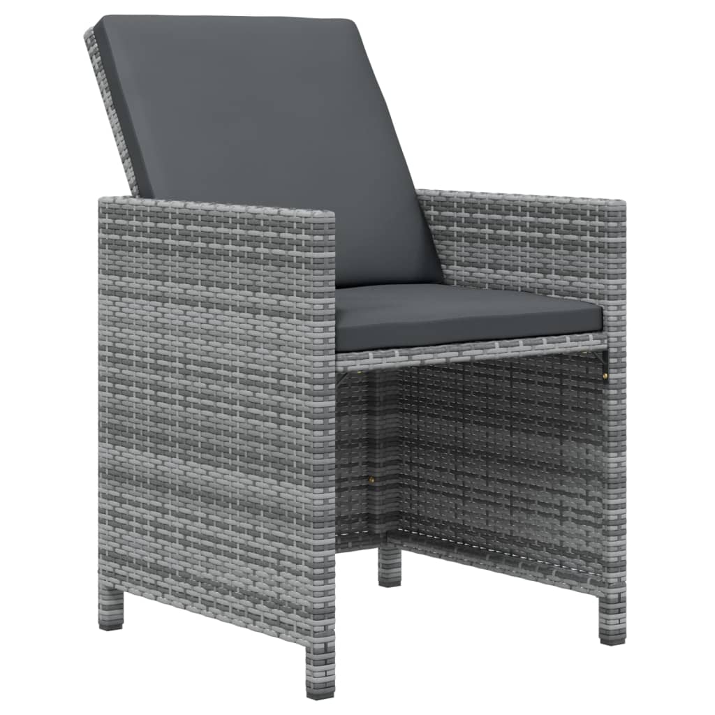 17 Piece Garden Dining Set with Cushions Grey Poly Rattan