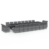 21 Piece Garden Dining Set with Cushions Grey Poly Rattan - Front View