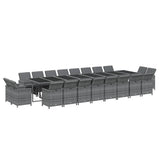 21 Piece Garden Dining Set with Cushions Grey Poly Rattan