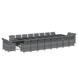 21 Piece Garden Dining Set with Cushions Grey Poly Rattan - Side View