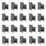 21 Piece Garden Dining Set with Cushions Grey Poly Rattan - Top-Down View
