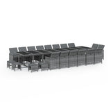 21 Piece Garden Dining Set with Cushions Grey Poly Rattan - Front View