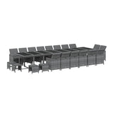 21 Piece Garden Dining Set with Cushions Grey Poly Rattan - Side View