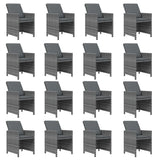 21 Piece Garden Dining Set with Cushions Grey Poly Rattan