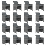 21 Piece Garden Dining Set with Cushions Grey Poly Rattan - Top-Down View