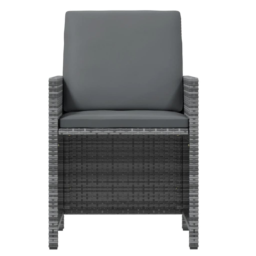 21 Piece Garden Dining Set with Cushions Grey Poly Rattan