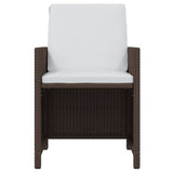 17 Piece Garden Dining Set with Cushions Brown Poly Rattan - Rear View