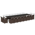 21 Piece Garden Dining Set with Cushions Brown Poly Rattan
