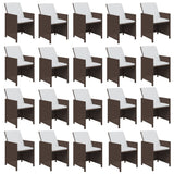 21 Piece Garden Dining Set with Cushions Brown Poly Rattan