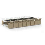 17 Piece Garden Dining Set with Cushions Beige Poly Rattan