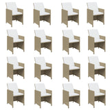 17 Piece Garden Dining Set with Cushions Beige Poly Rattan - Top-Down View