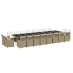 21 Piece Garden Dining Set with Cushions Beige Poly Rattan