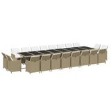 21 Piece Garden Dining Set with Cushions Beige Poly Rattan - Side View