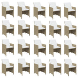 21 Piece Garden Dining Set with Cushions Beige Poly Rattan