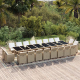21 Piece Garden Dining Set with Cushions Beige Poly Rattan