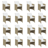 21 Piece Garden Dining Set with Cushions Beige Poly Rattan