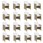 21 Piece Garden Dining Set with Cushions Beige Poly Rattan