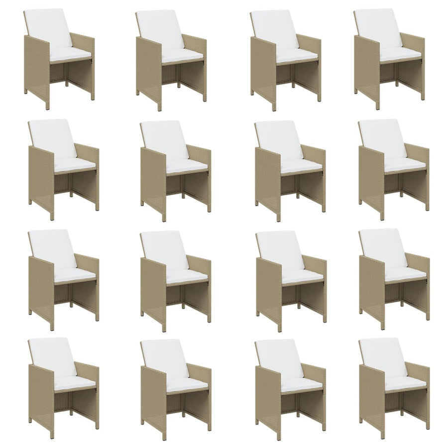 21 Piece Garden Dining Set with Cushions Beige Poly Rattan