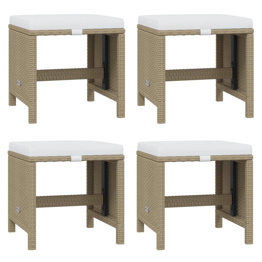 21 Piece Garden Dining Set with Cushions Beige Poly Rattan