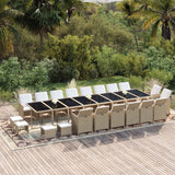 21 Piece Garden Dining Set with Cushions Beige Poly Rattan