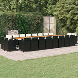 21 Piece Garden Dining Set with Cushions Black Poly Rattan