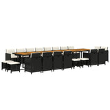 21 Piece Garden Dining Set with Cushions Black Poly Rattan - Side View
