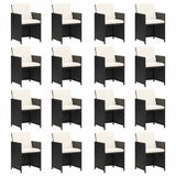 21 Piece Garden Dining Set with Cushions Black Poly Rattan