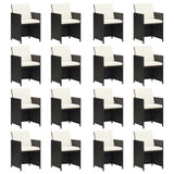 21 Piece Garden Dining Set with Cushions Black Poly Rattan - Top-Down View