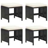 21 Piece Garden Dining Set with Cushions Black Poly Rattan