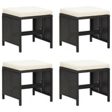 21 Piece Garden Dining Set with Cushions Black Poly Rattan - Close-Up Angle