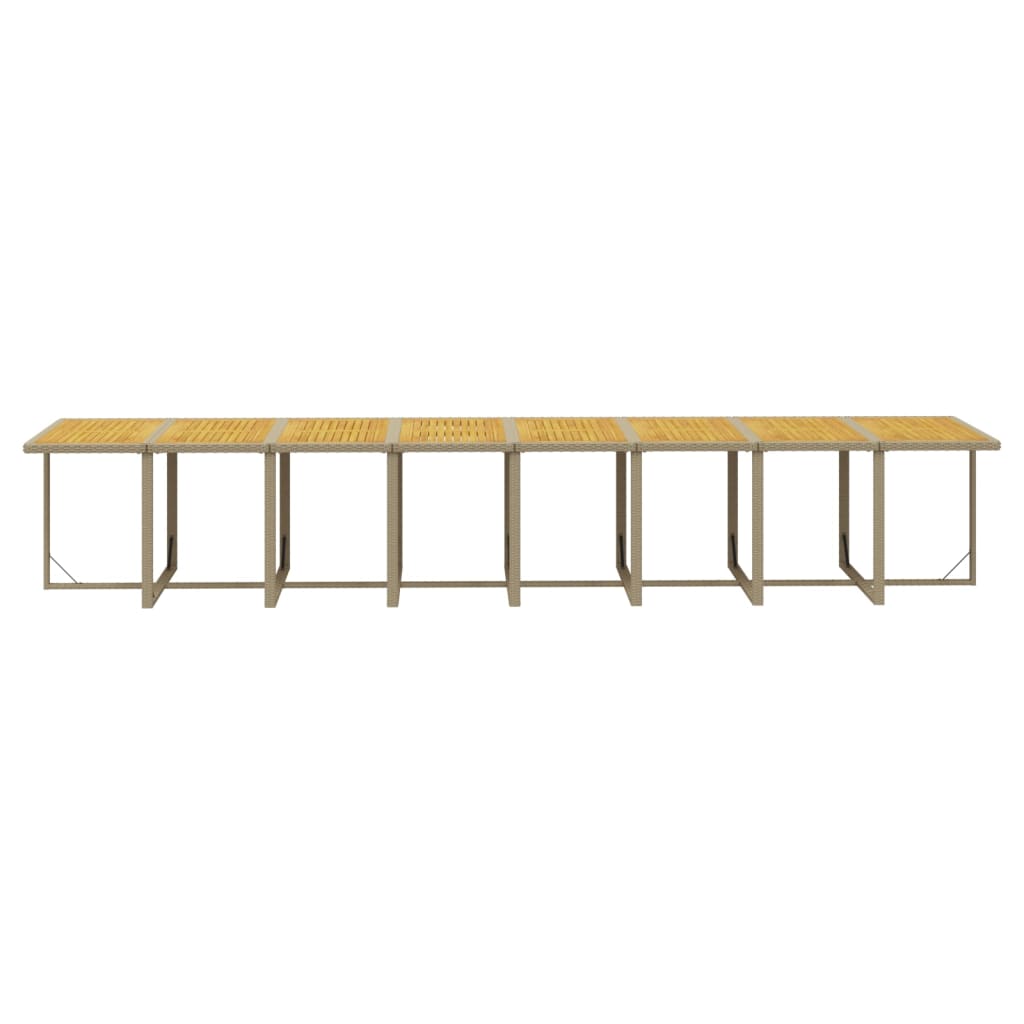 17 Piece Garden Dining Set with Cushions Beige Poly Rattan