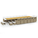 21 Piece Garden Dining Set with Cushions Beige Poly Rattan