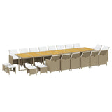 21 Piece Garden Dining Set with Cushions Beige Poly Rattan - Side View